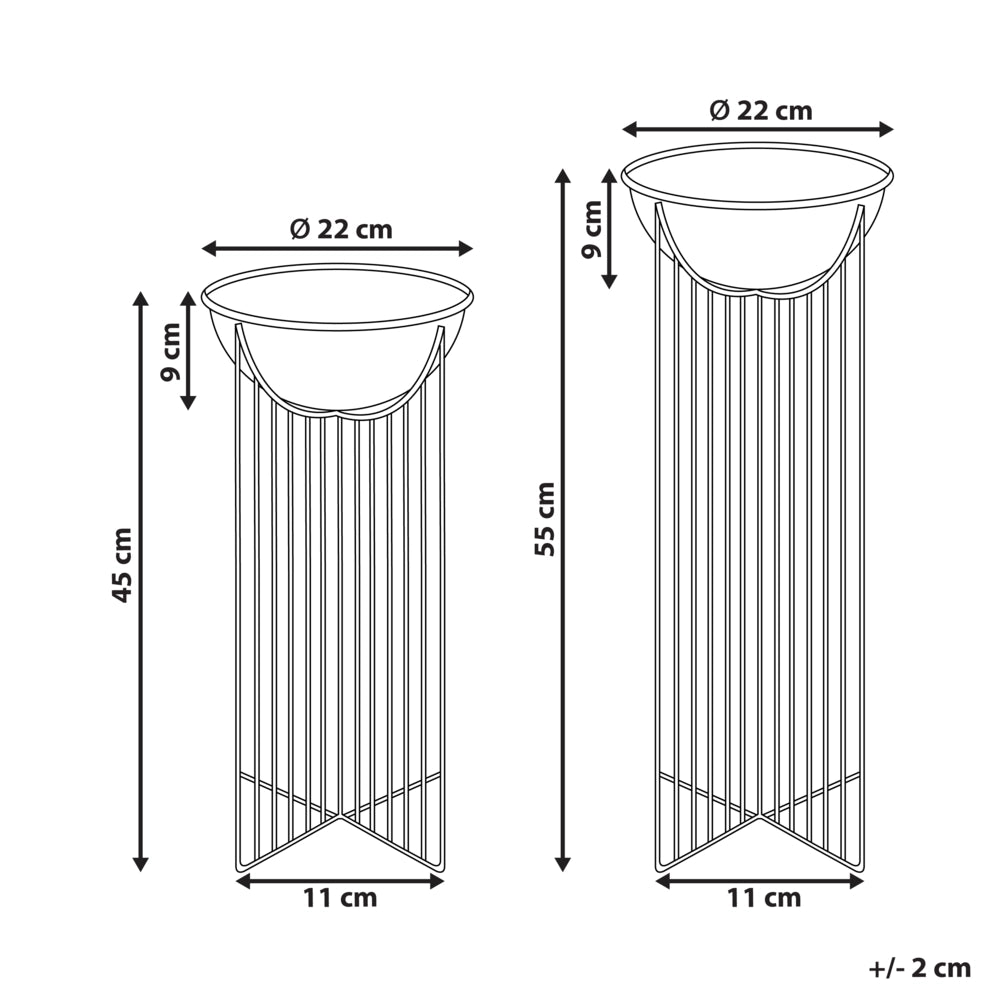 Set di 2 supporti per piante per vaso per fiori rotondo 55/45 cm in metallo nero per interni ed esterni