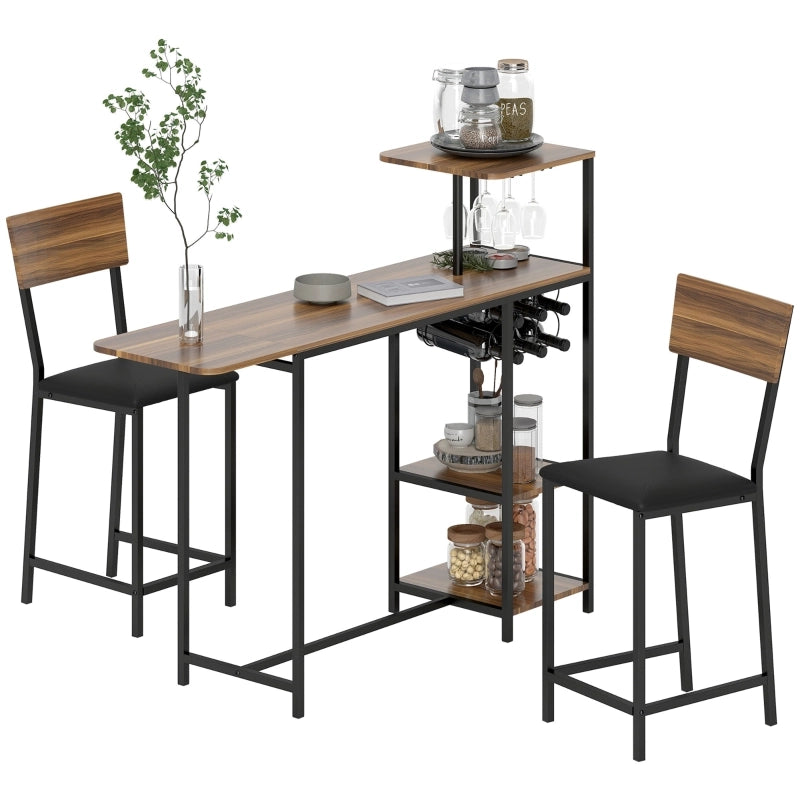TAVOLO ALTO ESTENSIBILE 110-140x40 cm Marrone in MDF e Metallo Set da 3 pezzi