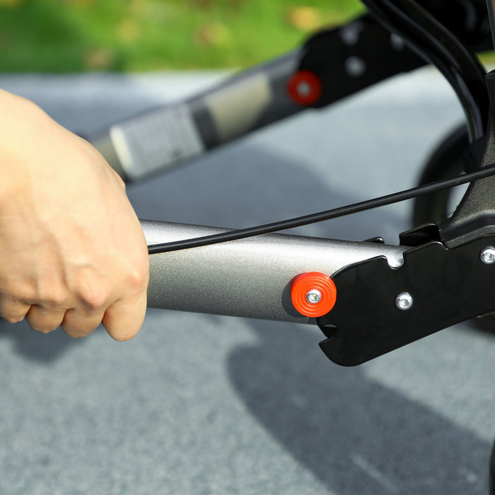 Deambulatore per Anziani e Disabili ad Altezza Regolabile 67x65x79.5-94 cm Pieghevole in Allumino Nero e Argento