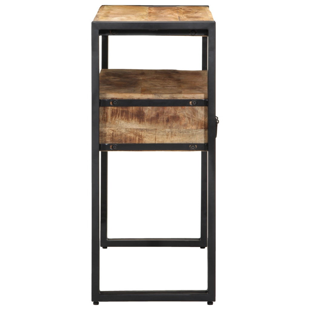 Tavolini  Neri 90x33x75 cm in Legno Massello di Mango e Metallo