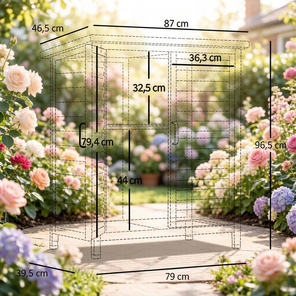 Armadio da giardino in legno di abete giallo con tetto impermeabile; 87x46;5x96;5 cm