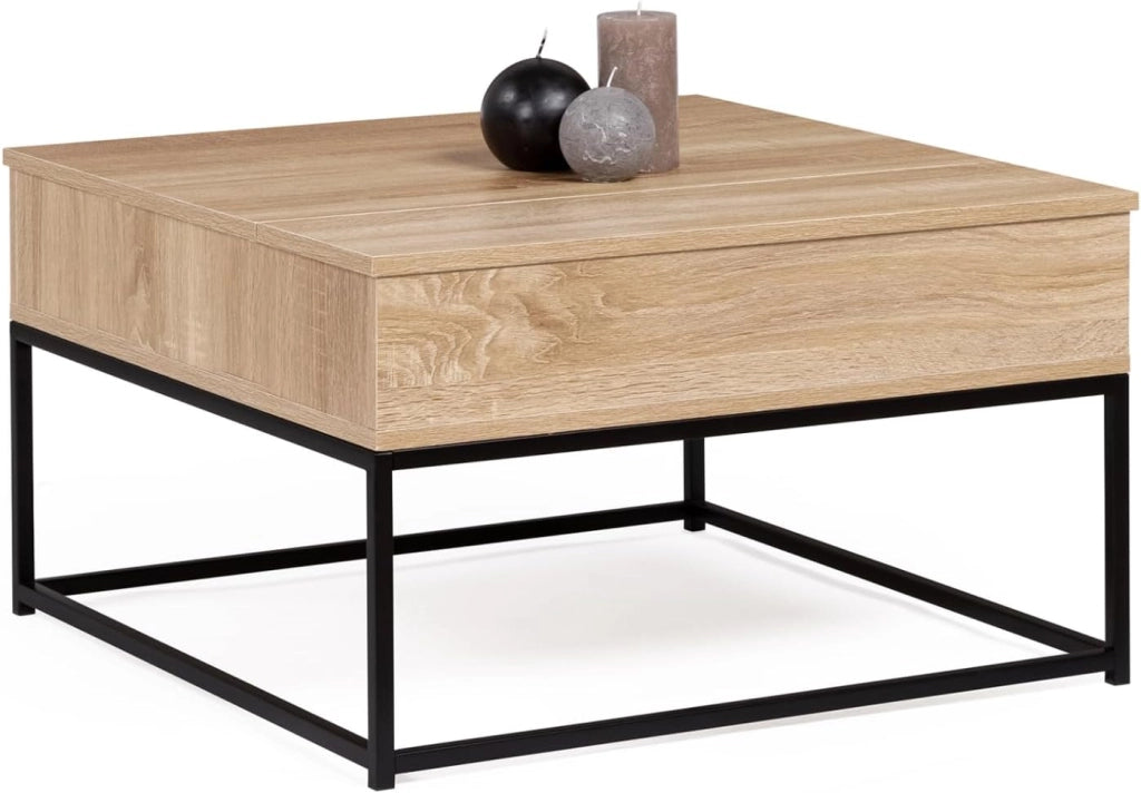 Tavolino quadrato con piano sollevabile DETROIT design industriale