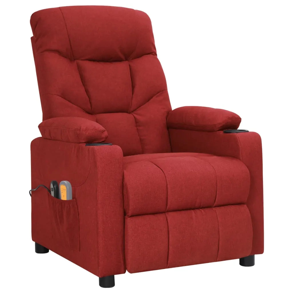 Poltrona Massaggiante Elettrica Rosso Vino in Tessuto 3098830