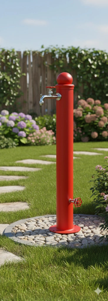 Fontana da Giardino con Doppio Rubinetto Belfer Idrante 42/ID Rosso