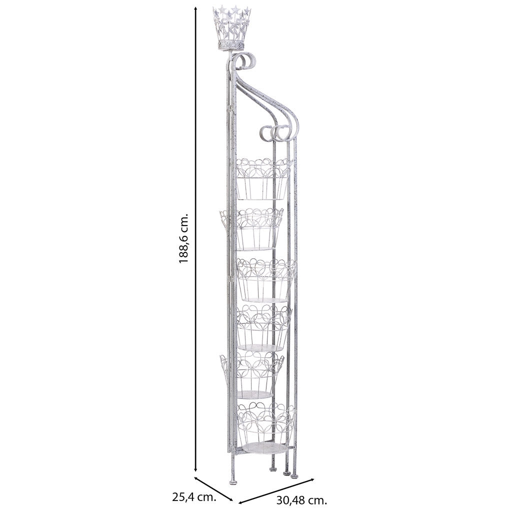 Portavasi in metallo per 6 vasi grigio 30,48x25,4x188,6h cm
