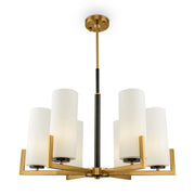 Maytoni Lampadario contemporaneo Fortano 6 luci E27 ottone metallo diffusore vetro bianco