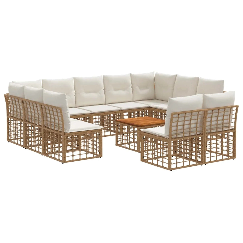 Set di divani da esterno 12 pcs Naturale e Bianco Crema
