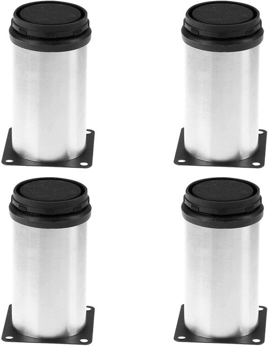 Set di gambe per mobili adattabili - Set di gambe per mobili da 4 - Acciaio inox - Adatto per divani/cassetti/letti - Portata di 320 kg - 50x100 mm