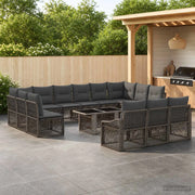 Set Divano da Giardino 14 pz Grigio e Grigio Scuro polyrattan 3437321