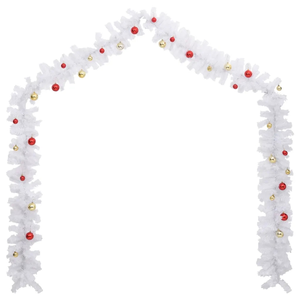 Ghirlanda di Natale Decorata con Palline Bianca 5 m CFW6795672