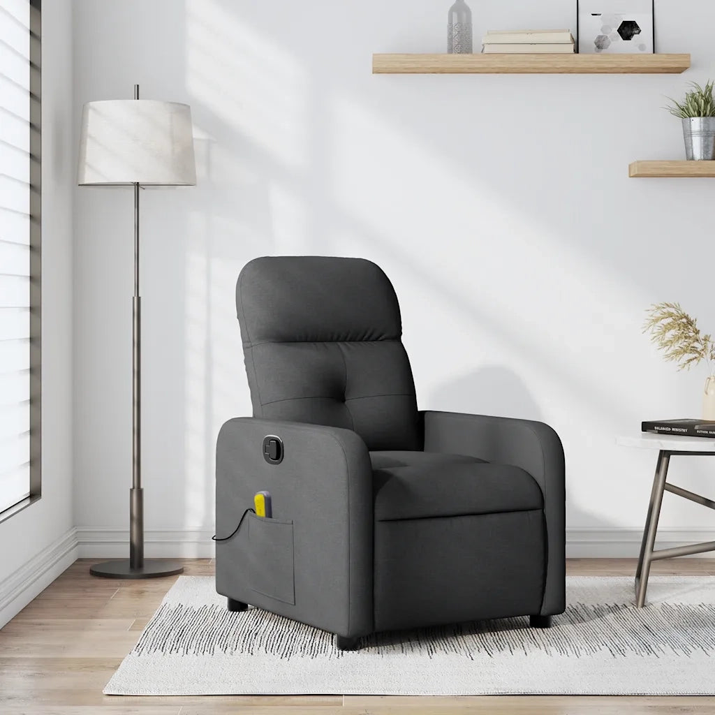 Divano Sedia-Poltrona Massaggiante Reclinabile Grigio Scuro in Tessuto 800738