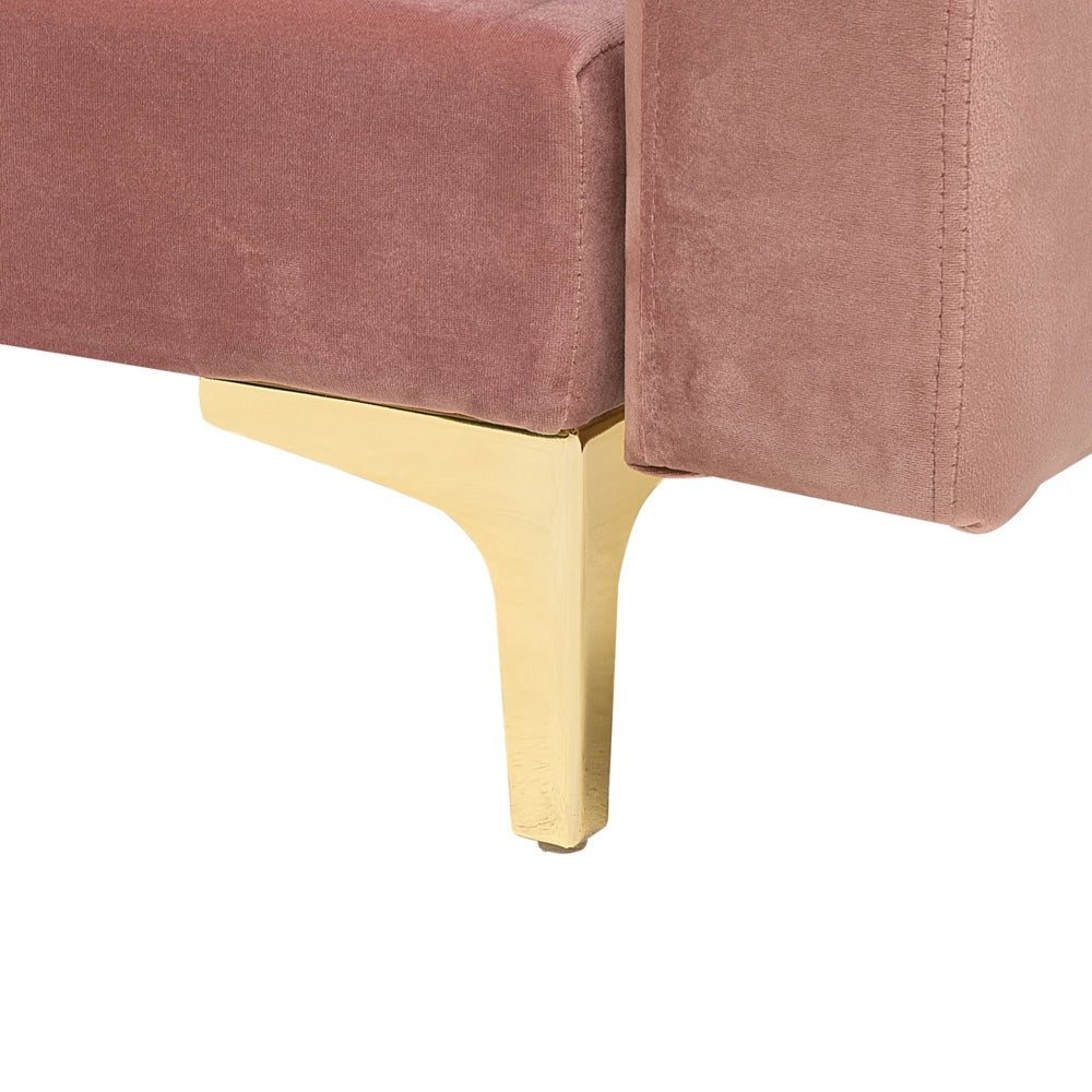 Divano letto ad angolo in tessuto trapuntato in velluto rosa moderno a forma di U componibile a 5 posti con chaise longue