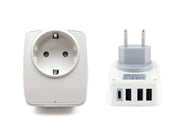 Caricatore Universale Plug Adattatore con 3 Porte USB + Type-C 3.4A caricabatterie USB type A / C presa europea spina italiana Singola USB Max 3.0A Smartphone iPhone Tablet