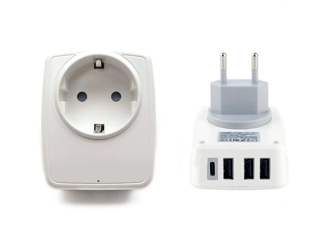 Caricatore Universale Plug Adattatore con 3 Porte USB + Type-C 3.4A caricabatterie USB type A / C presa europea spina italiana Singola USB Max 3.0A Smartphone iPhone Tablet