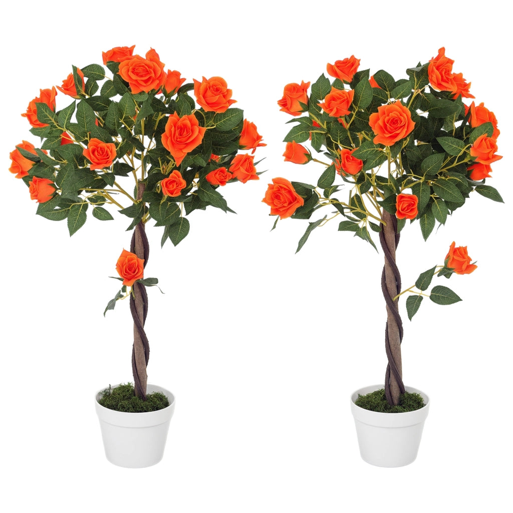 Rosa Finta Artificiale con Vaso Cemento ¨C zephmum ¨C 18x90 cm Arancione