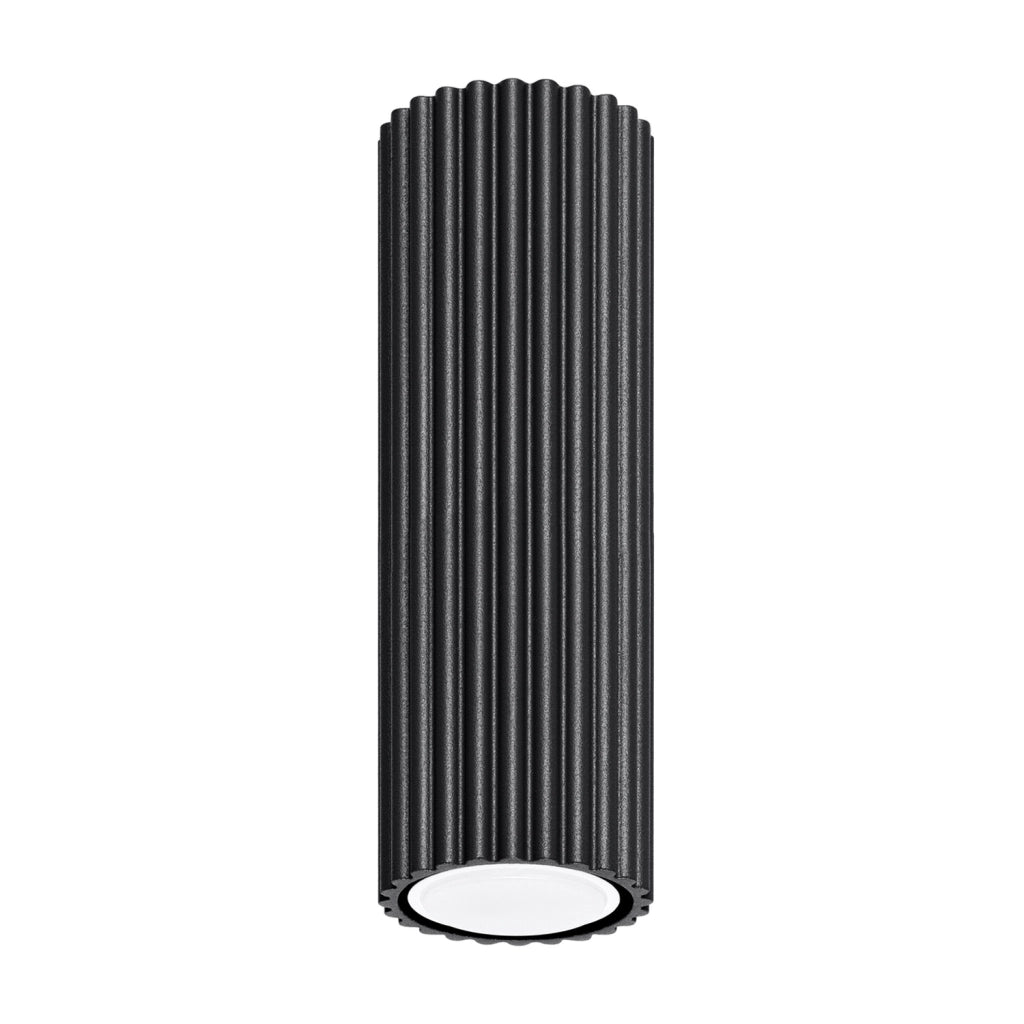 Faretto soffitto moderno nero tubo rigato 20cm GU10