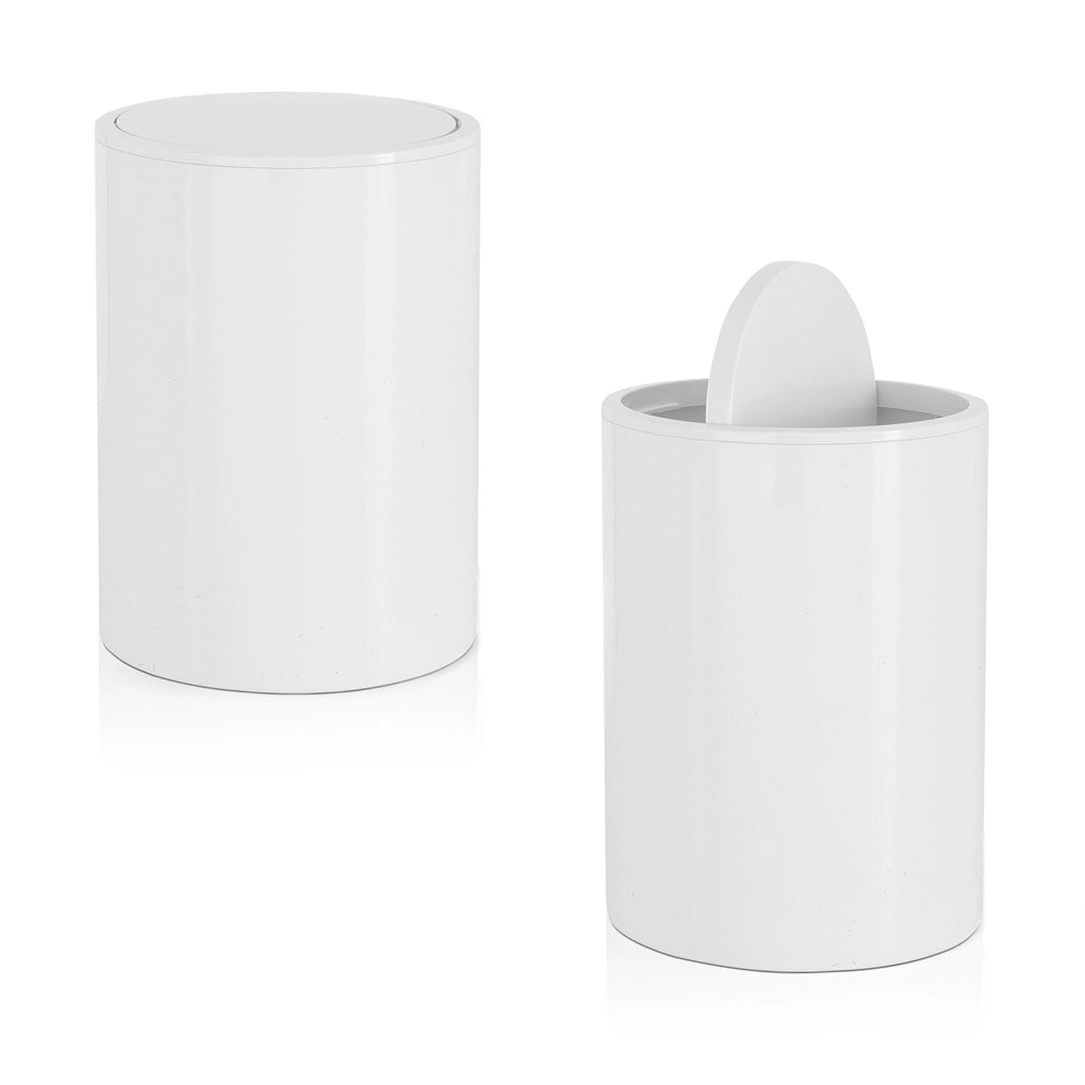 Set accessori bagno da appoggio 5 pezzi in plastica bianco Glim