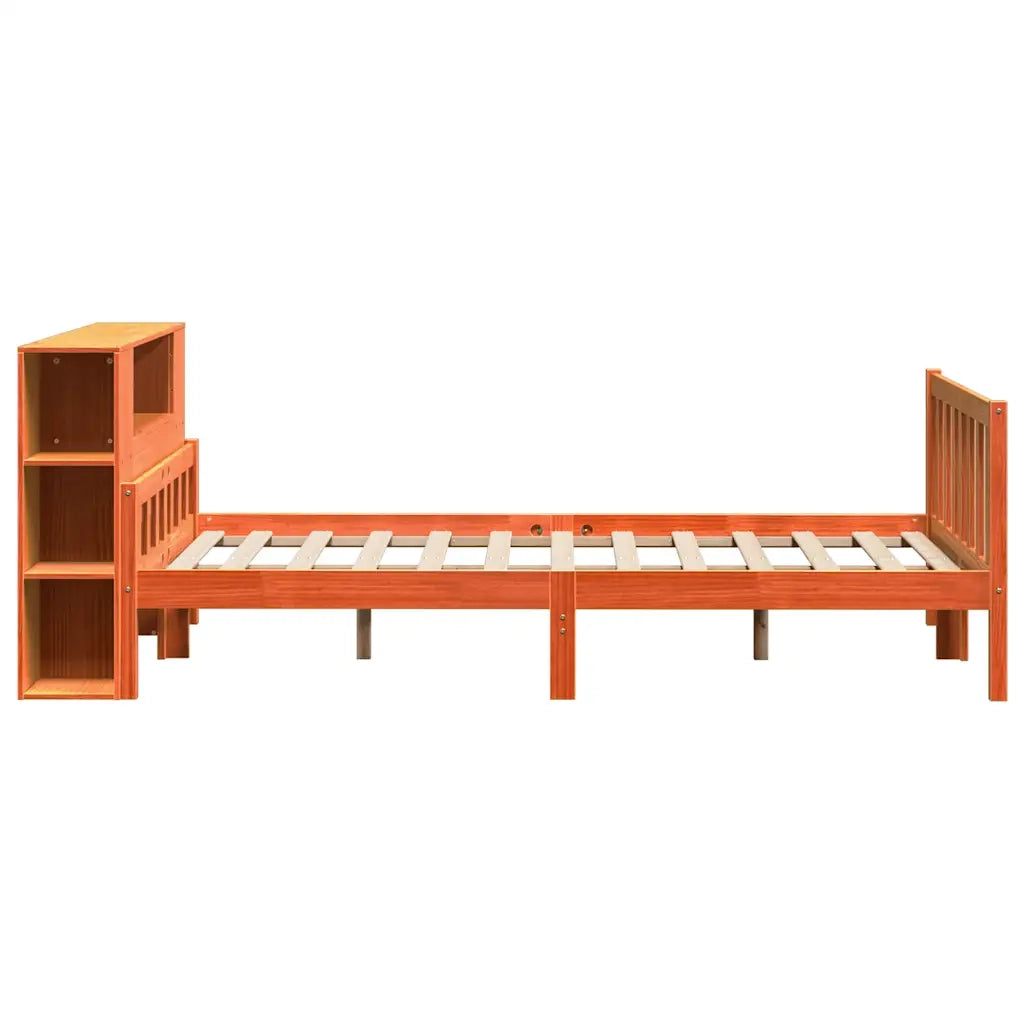 Letto Libreria senza Materasso-Struttura Letto con contenitore Marrone Cera 150x200 cm Legno 922026