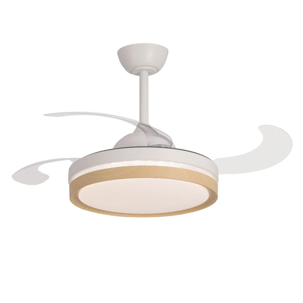 LÚZETE - VENTILATORE DA SOFFITTO LED 38W REGOLABILE 4 PALE PIEGHEVOLI TUCSON