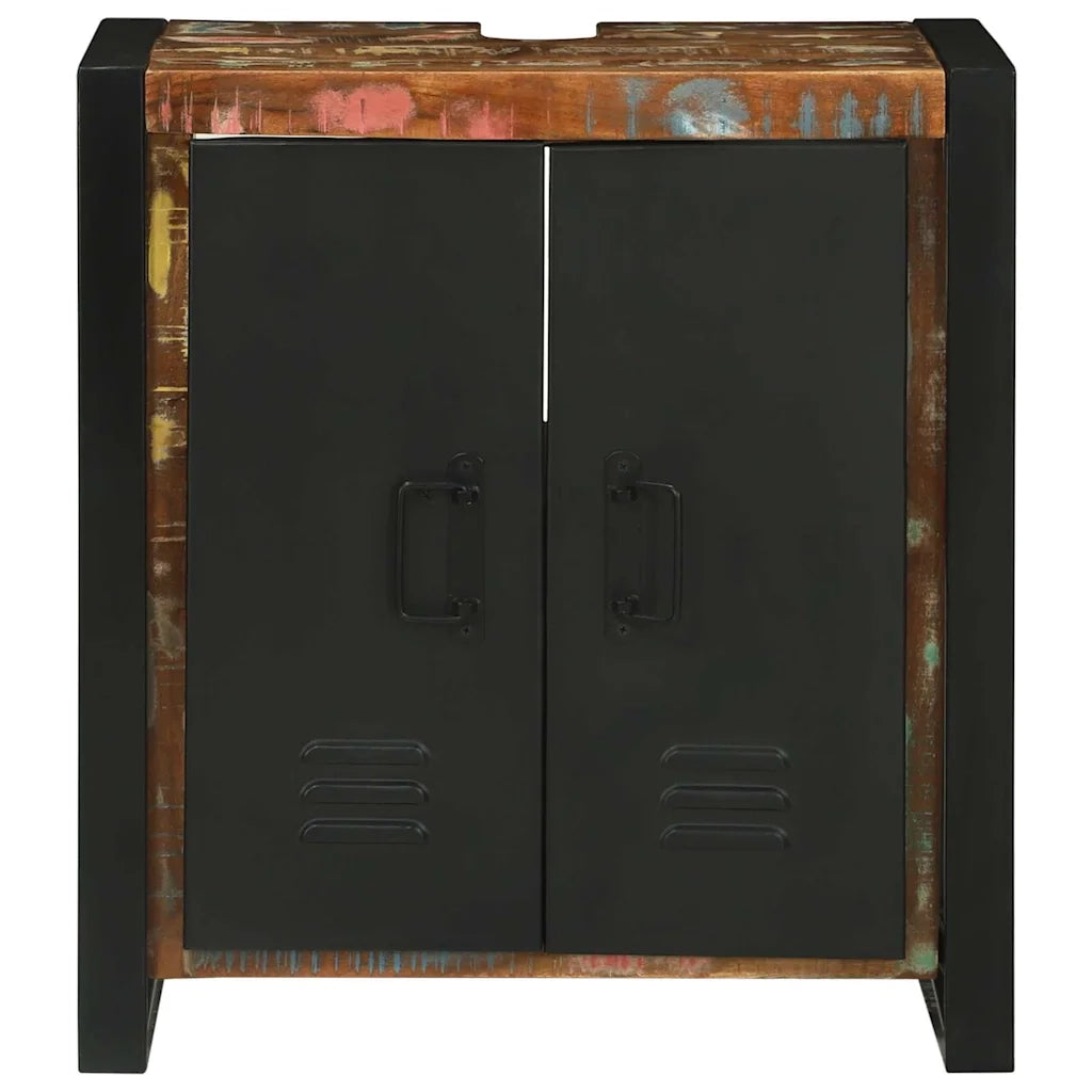 Mobile Lavabo con porta-Armadietto da bagno Marrone Legno massello di recupero