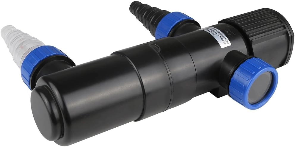 ® Lampada Disifettante UVC per Laghetti da Giardino 11 Watt Cavo 5m 3 Adattatori Sterilizzatore per Acquario Lampada di Sterilizzazione Filtro Luminoso