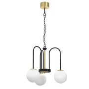 Lampadario Cambridge nero-oro 3 sfere vetro E14 Luminex