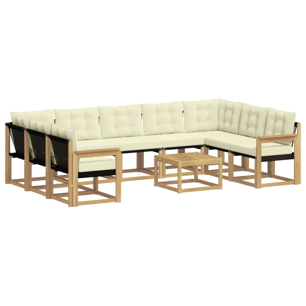 Set di divani da esterno con cuscino 10 pcs Bianco e Crema