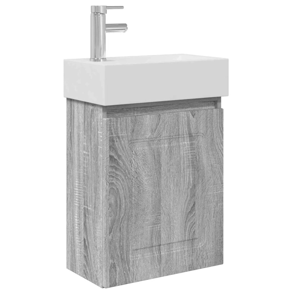 Mobile bagno con rubinetto Sonoma grigio 45,5 x 22,5 x 84 cm 889467