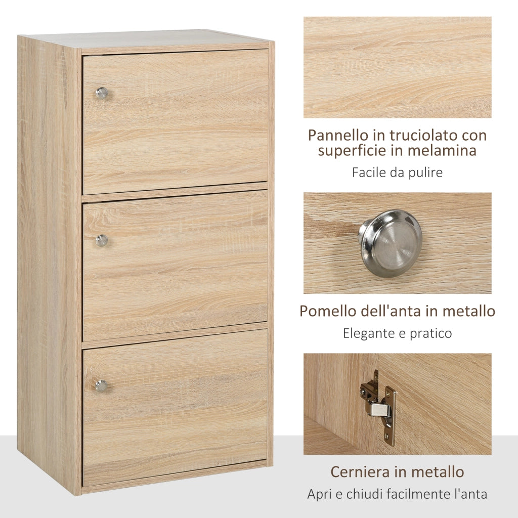 Cassettiera con 3 Antine e 3 Ripiani in Legno ¨C zephmum ¨C Bianco 48x34x100cm