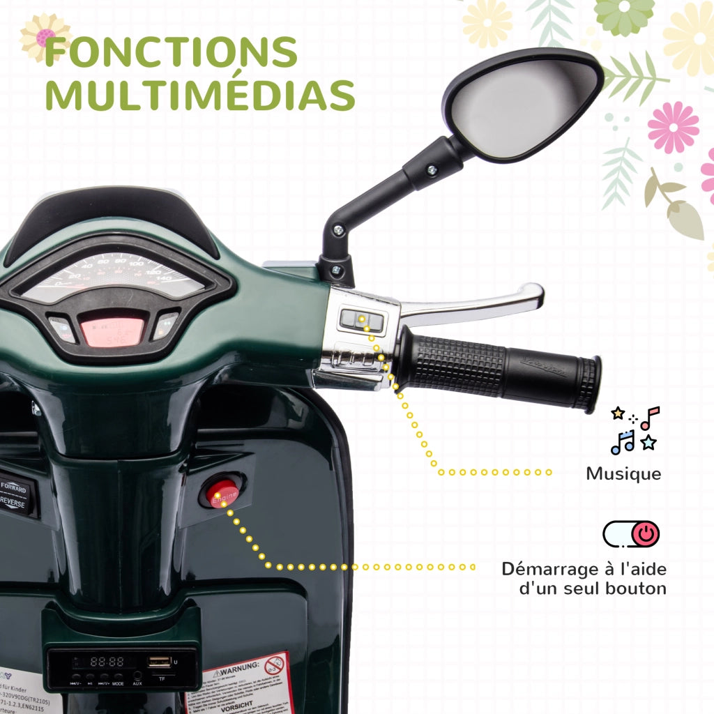 Scooter Vespa Bambini 6V ¨C zephmum ¨C Verde 107x47x73 cm