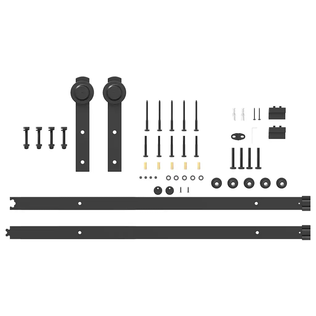 Kit di Binari per Porte Scorrevoli 200 cm Acciaio Nero CFW9843587