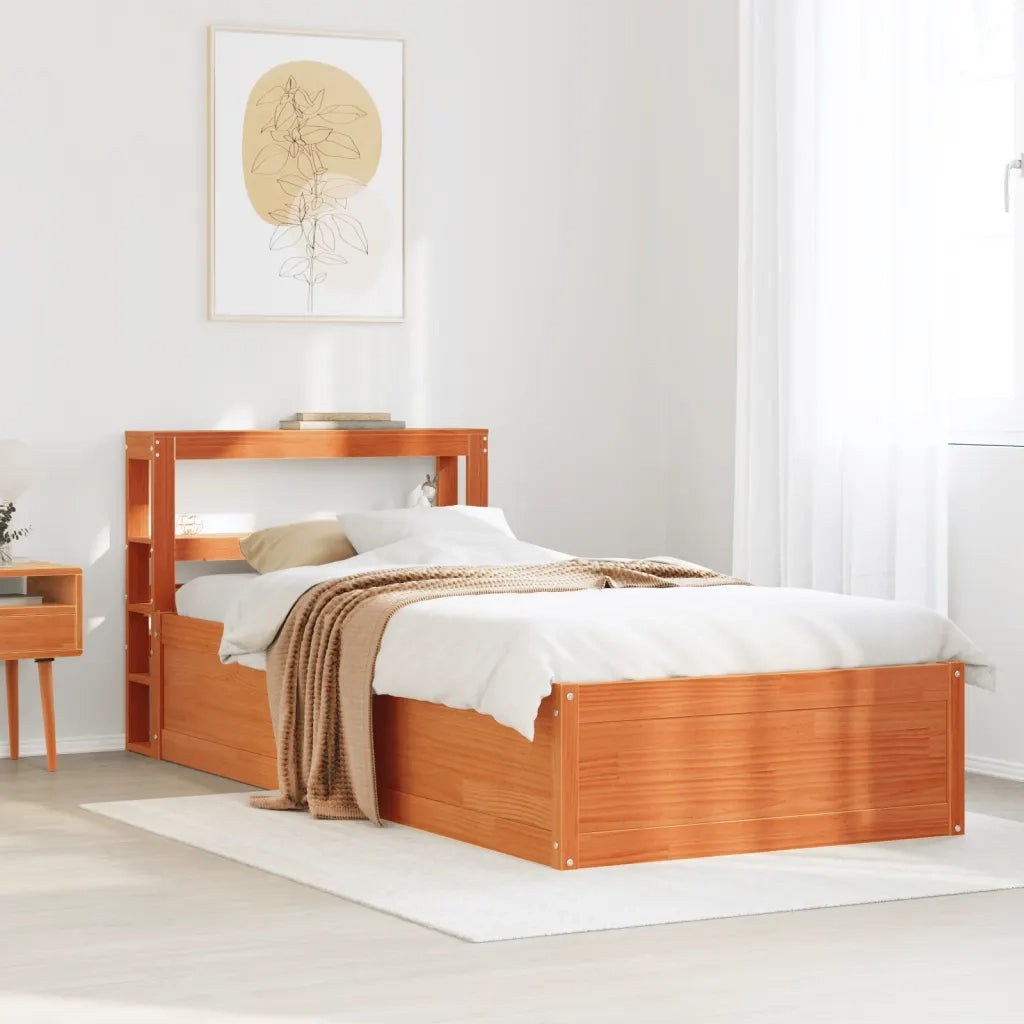 vidaXL Giroletto con Testiera Marrone Cera 75x190 cm Massello Pino