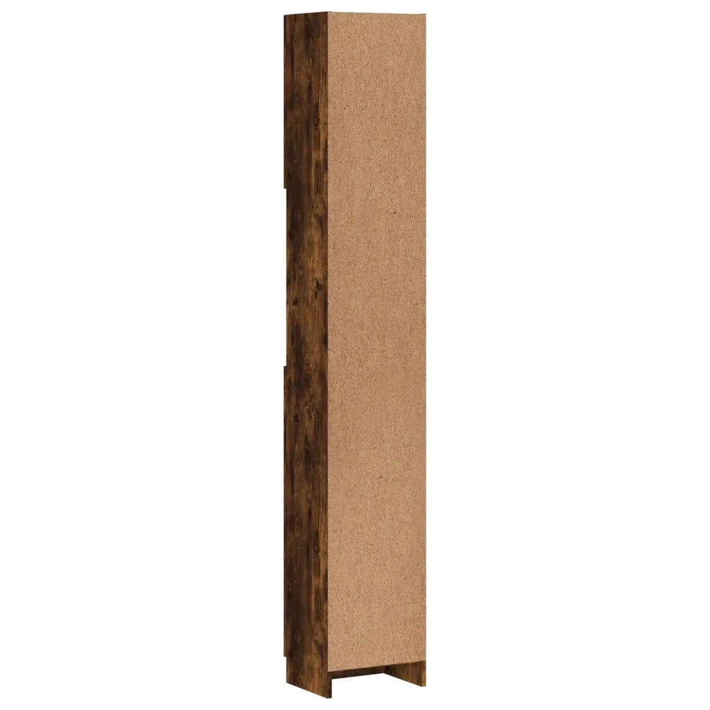 Armadietto Bagno | Armadio da bagno Rovere Fumo 32x25,5x190 cm Legno Ingegnerizzato