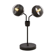Lampada Da Tavolo Moderna Orione Acciaio Nero Trasparente 2 Luci E14 Ip20