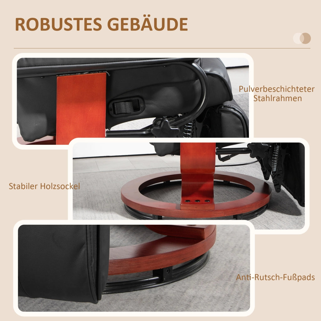 Poltrona relax girevole reclinabile ¨C zephmum ¨C similpelle marrone