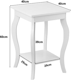 Comodino, Comodino da Divano a 2Livelli, Tavolino per la Camera da Letto, Capacità di peso di 17 kg, 40 x 40 x 60 cm (2, bianco)