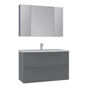 Set mobile lavabo con specchio (2 pezzi) "Nuvola 100 v2" - 100 x 50 x 62 cm - Grigio