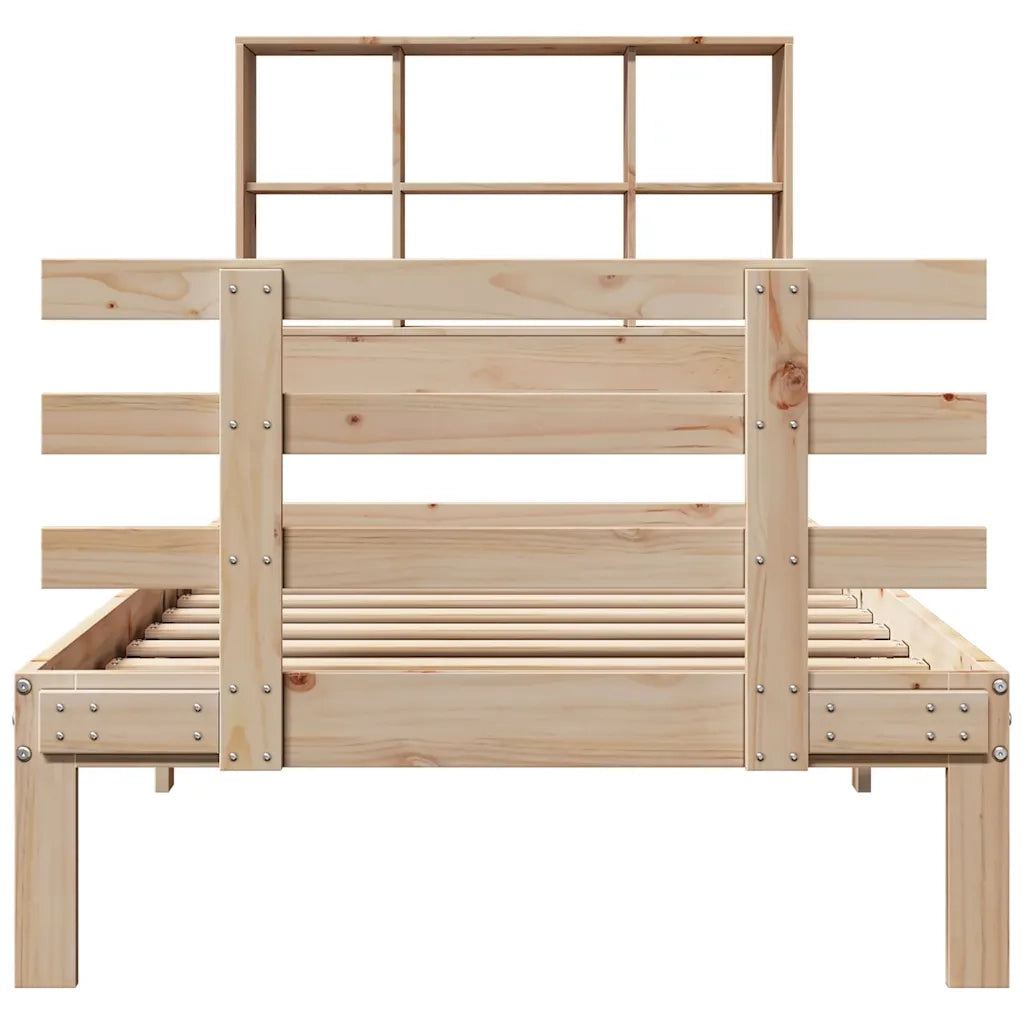 Letto Libreria senza Materasso 90x190 cm Legno Massello Pino 3322743