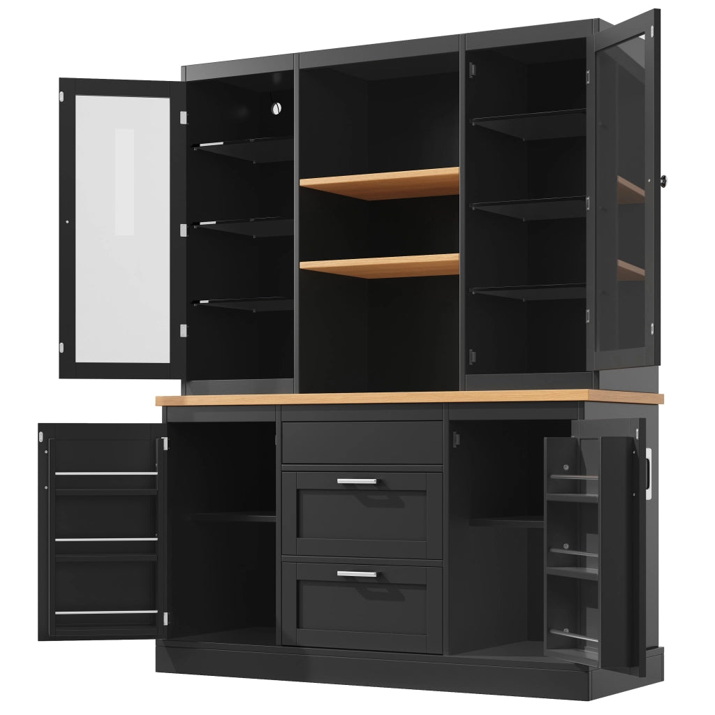 Mobile Cucina con LED Smart ¨C Xylo ¨C Nero/Bianco/Verde, 3 Cassetti, 185x140x40
