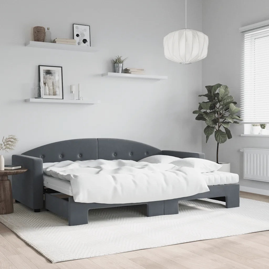 Divano Letto Estraibile Materassi Grigio Scuro 80x200cm Velluto 3197319