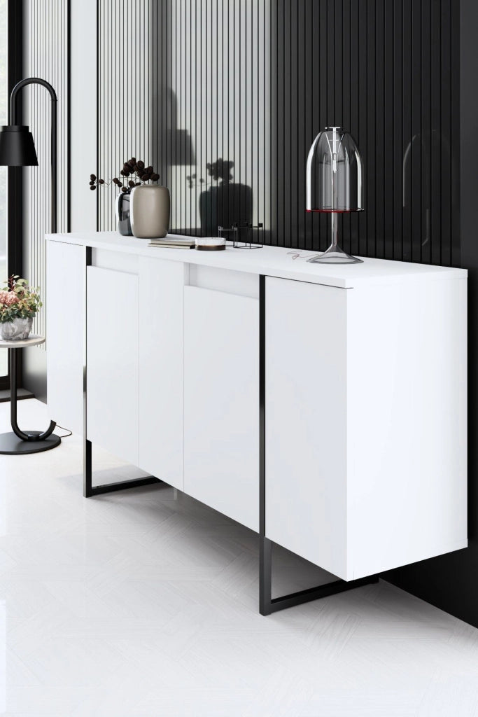 Credenza in legno "Luxe" - 160 x 35 x 80 cm - Bianco