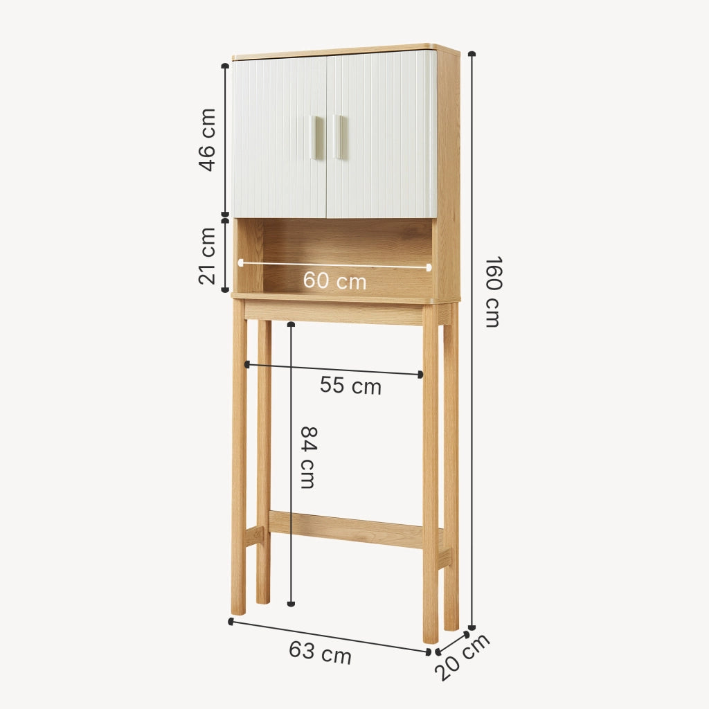 Armadietto sopra Gabinetto Ferrersp Sovrastruttura WC 160x63x20 cm Effetto Rovere / Legno di Pino / Color Avena [en.casa]