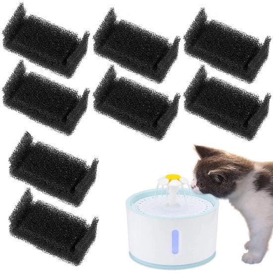 Filtro schiuma per fontana per gatti, filtro schiuma per fontana per animali, 8 pezzi di filtri schiuma sostitutivi per fontane per animali domestici, filtri schiuma per fontane per gatti, per fontane per cani e gatti