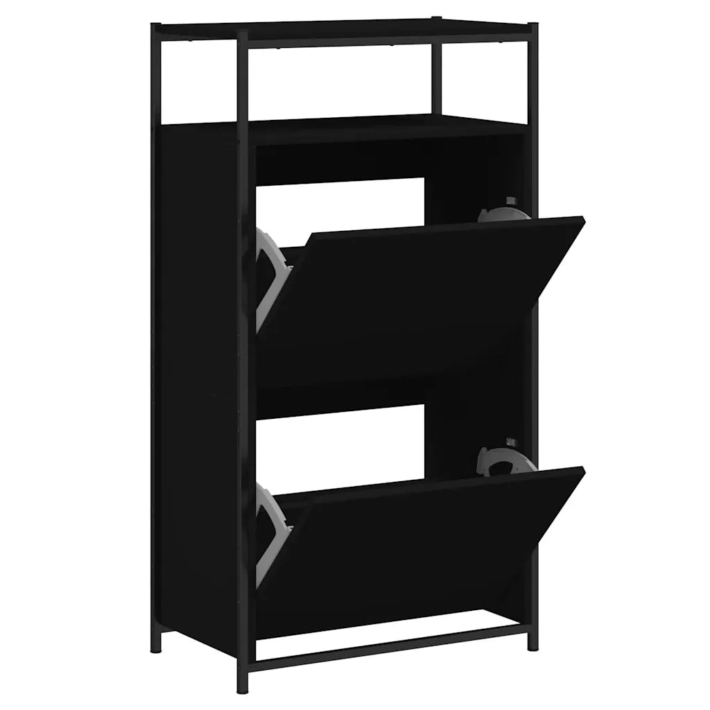 Scarpiera-Scaffale per scarpe Nera 60x34x112 cm in Legno Multistrato