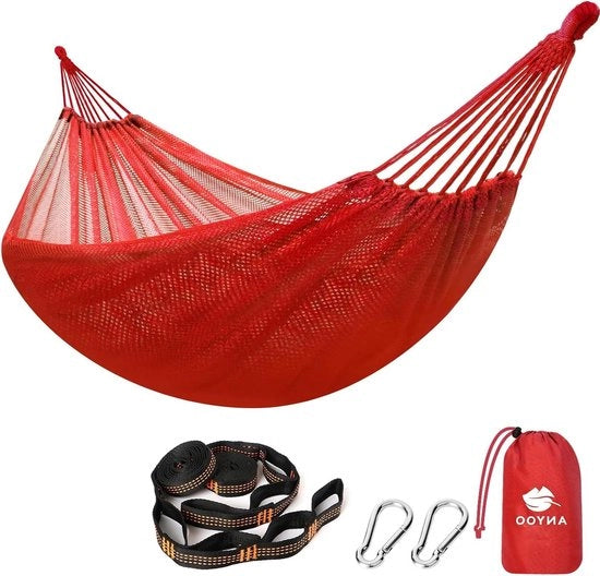 Hangmat ademante grande 320 x 150 cm per campeggio all'aperto e giardino - inclusa kit di cinture per alberi - per escursioni e trekking