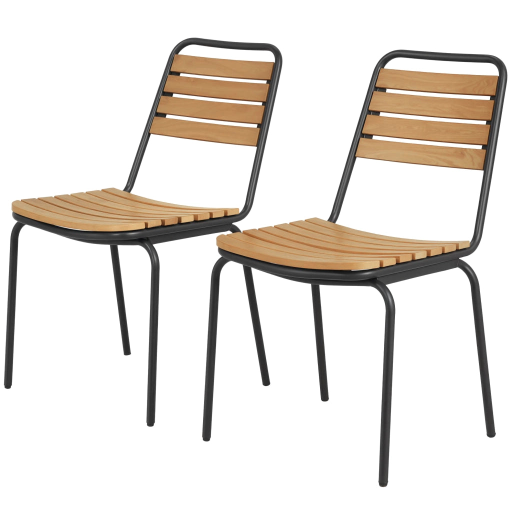 Sedia da giardino 2 pezzi in acciaio e legno impilabile ¨C zephmum ¨C Naturale