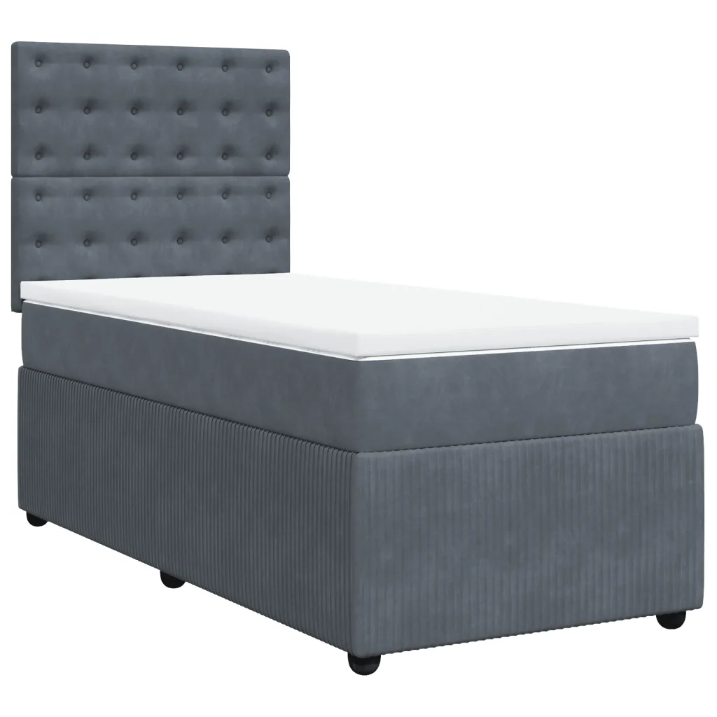 Giroletto a Molle con Materasso Grigio Scuro 90x200 cm Velluto