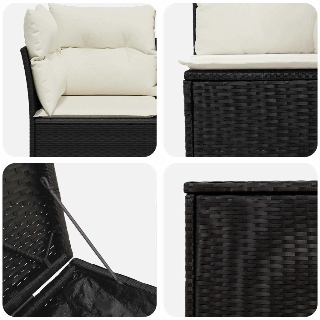 Set di divani 5 pz Nero e Bianco Crema 3447829