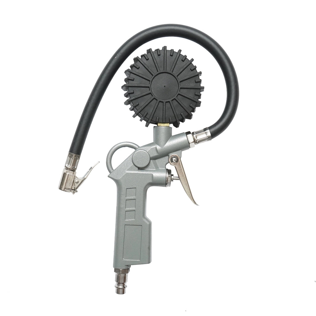 Pistola professionale per gonfiaggio pneumatici con tubo da 350 mm e manometro meccanico 0–16 bar