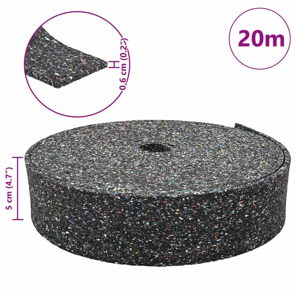 Rotolo di Granulato in Gomma Nero 200 x 5 x 0,6 cm Gomma